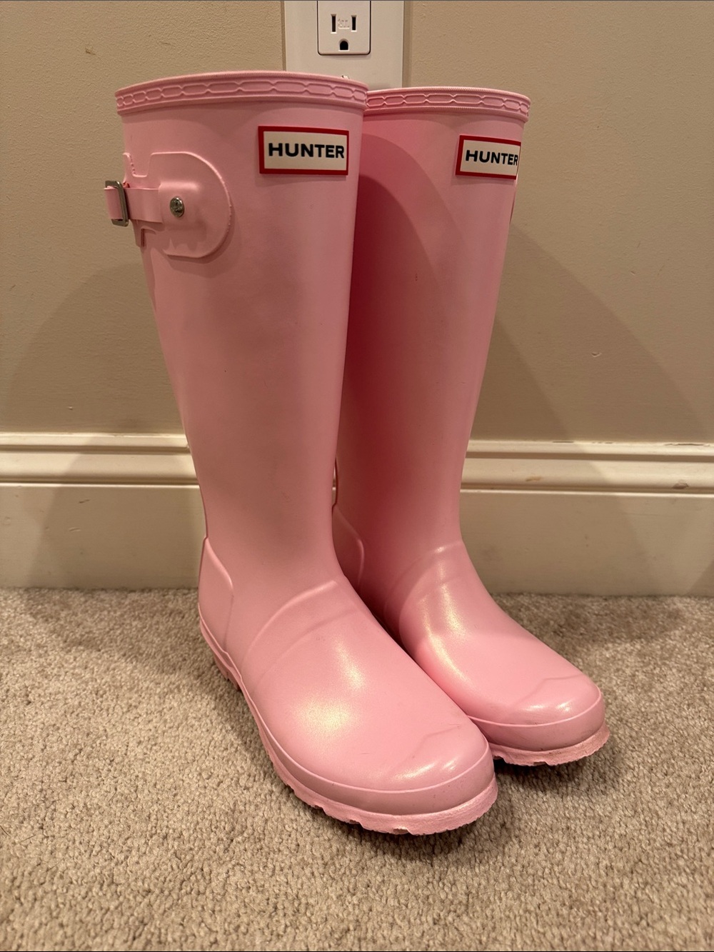 Hunter Pink Tall Big Kids Rain Boots US 4b/5g